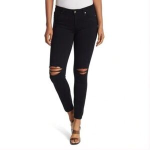 PAIGE Women's Jeans Verdugo Ankle Mid Rise Skinny Twilight Destructed Black sz24